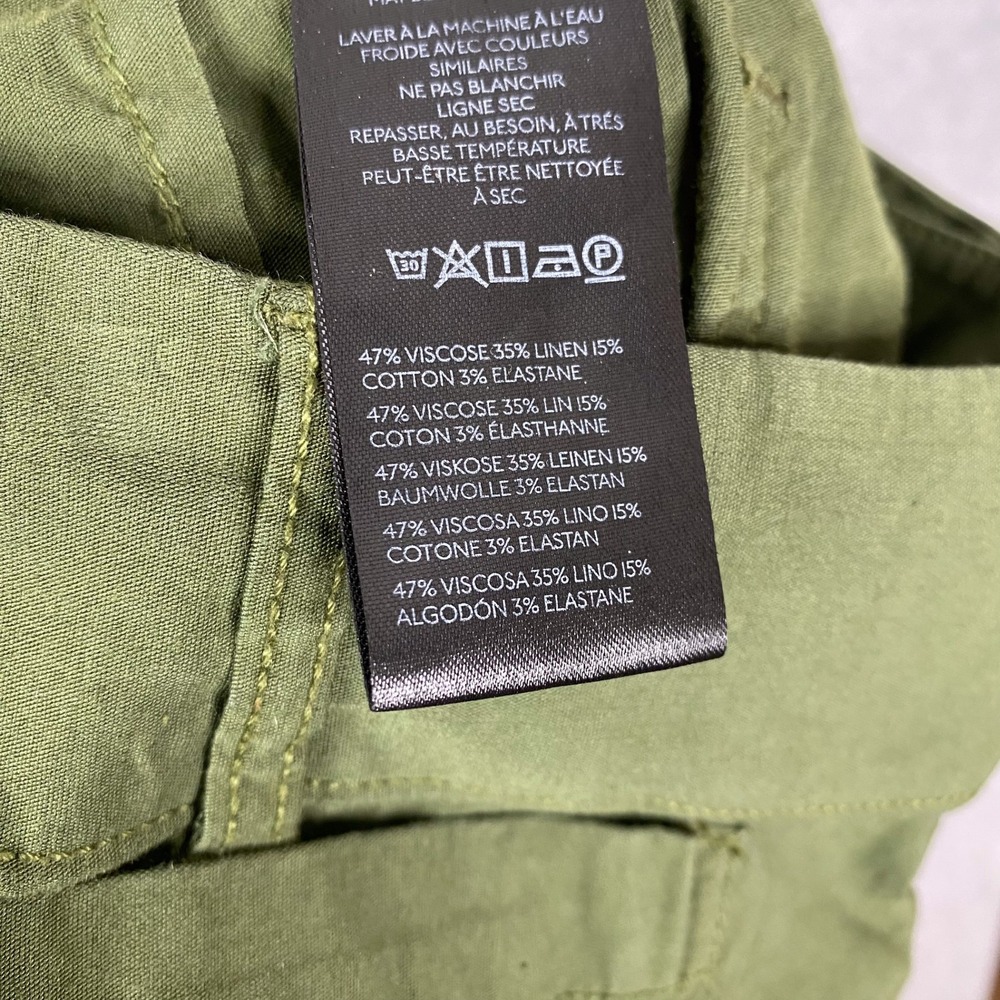 Anthropologie Maeve Green The Colette Wide Leg Linen Blend Crop Pants Size 23 - Picture 9 of 13